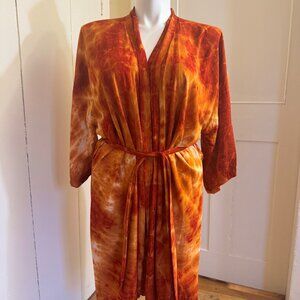 Dharma Trading OOAK Hand-dyed Kimono-style Rayon Robe | Sunset Orange | O/S